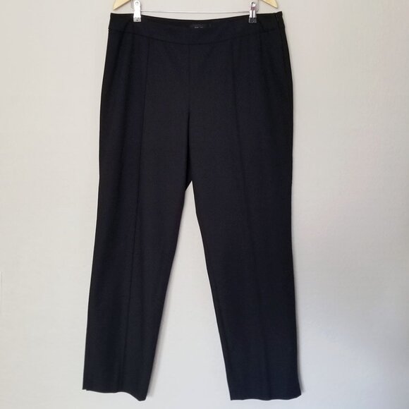 St. John Emma Trouser Pants Womens 16 Black Gray Birdseye Tapered Leg Full USA - Picture 6 of 13
